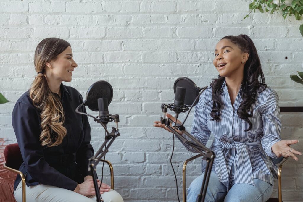 Two Women Hosting a Podcast Show
